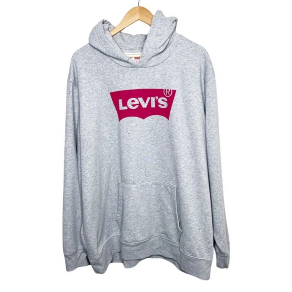 Levi's Tops - Levi's Unisex Logo Standard Heather Grey Oversized Hoodie Pullover Sweatshirt
